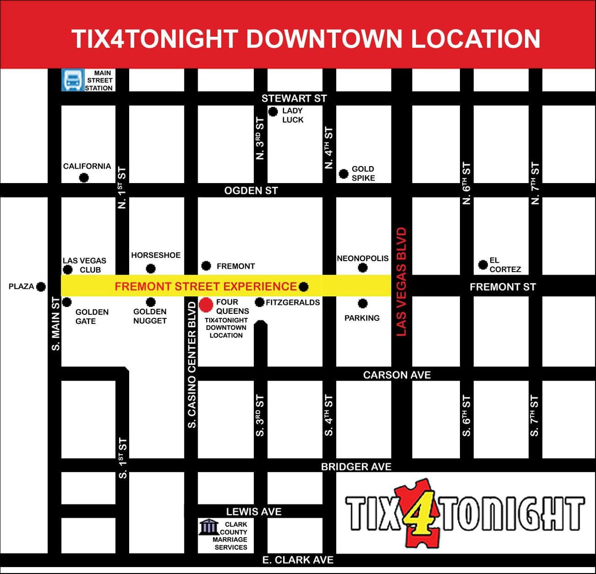 mapa Las Vegas a Fremont street