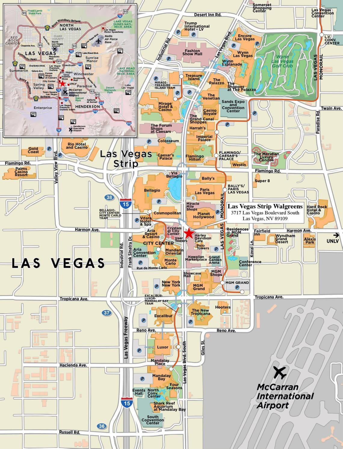 Las Vegas, město, mapa