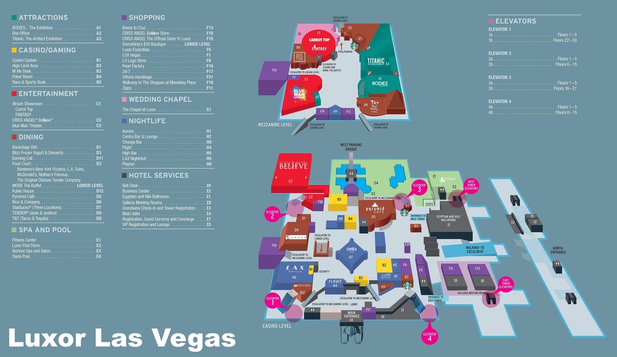 mapa Luxor Las Vegas
