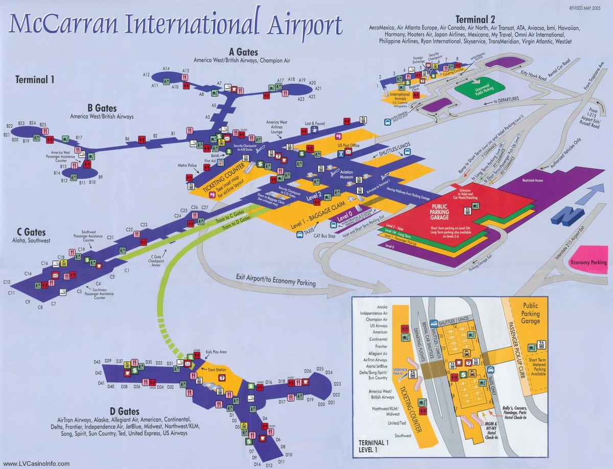 mapa letiště McCarran