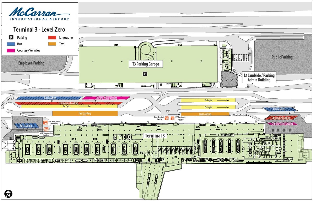 Las Vegas, mapa letiště terminál 3