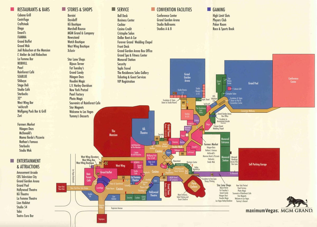 mapa MGM grand v Las Vegas