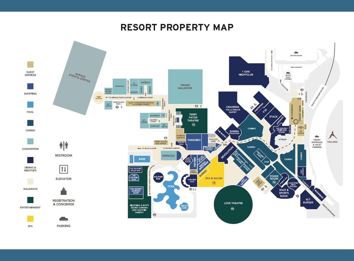 mapa Mirage v Las Vegas